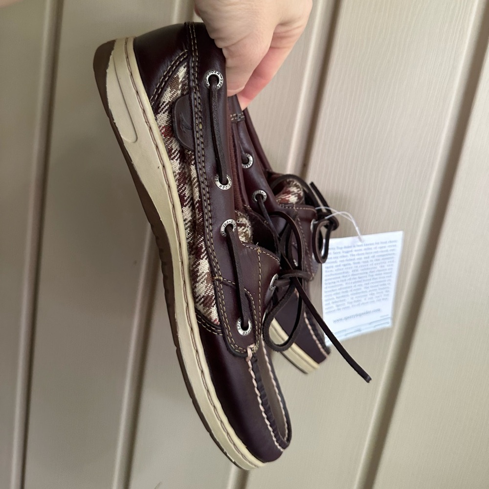 Sperry Brown Plaid Boat Shoes
